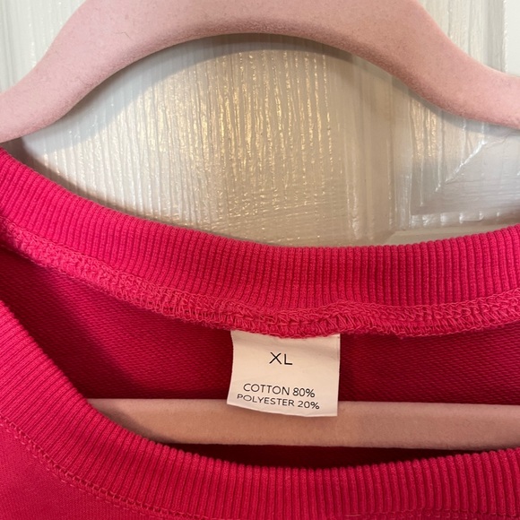 Women's Bight Pink Crop Top High Low Oversized Sweatshirt XL - Picture 3 of 7